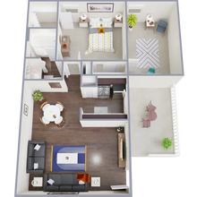 2 Bed, 1 Bath 0901 floor plan